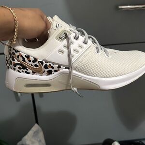 Nike Women's White and Leopard Print Sneakers